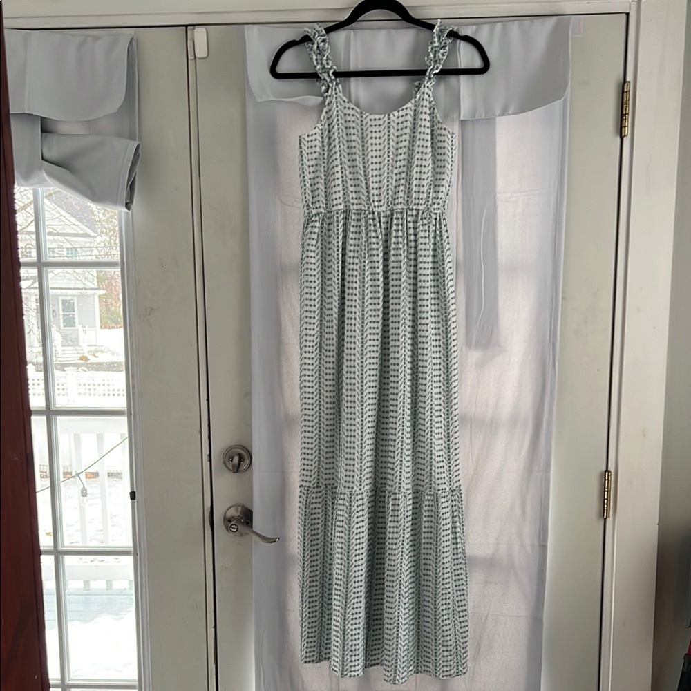 Jessica Simpson Green White Maxi Dress Eyelet Dress Sleeveless Sundress S EUC - Picture 3 of 8